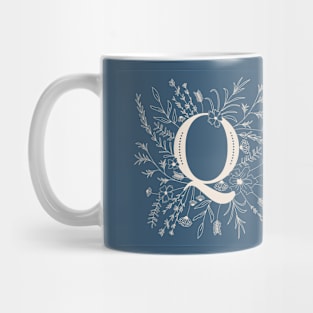 Botanical Letter Q (Lake Blue) Mug